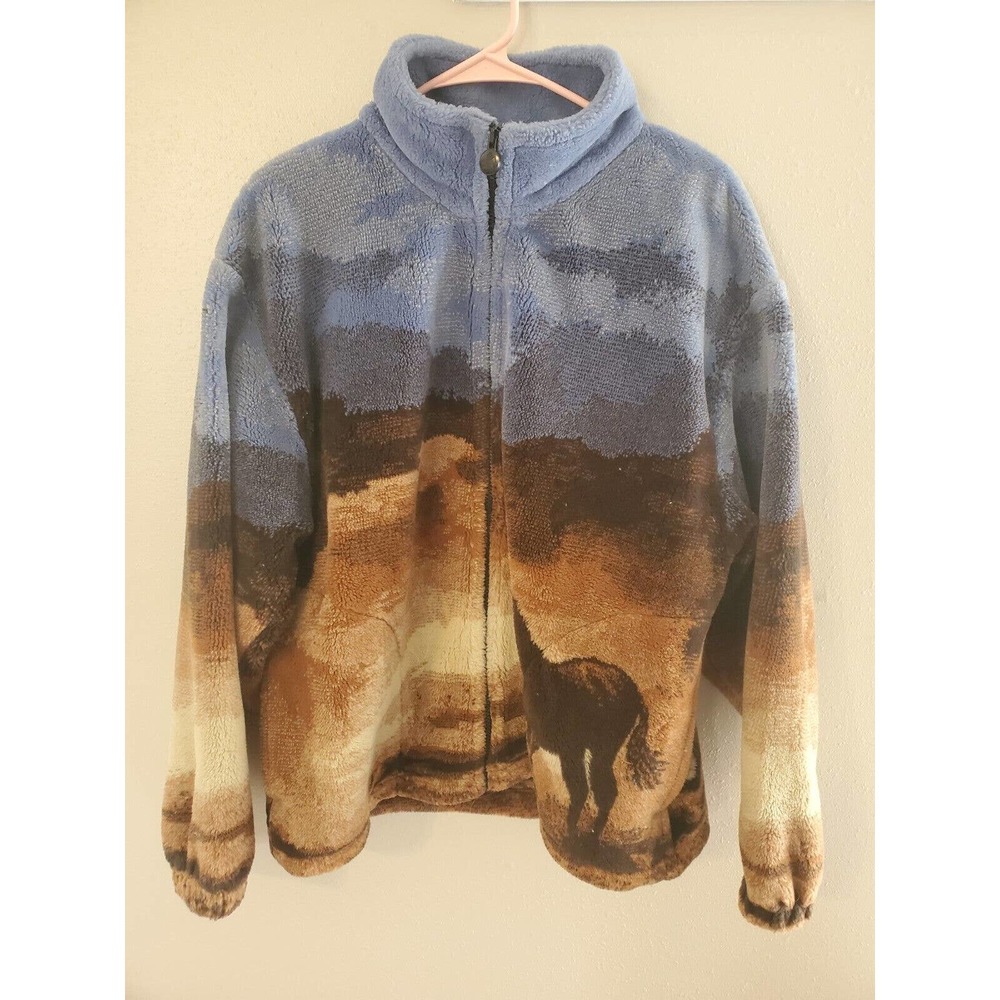 Outback Trading Co Fleece Jacket Size M Horse/Equestrian Western Theme